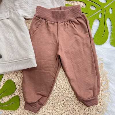 Conj. Casaco Canelado com Pelinho e Calça de Moletom - Areia